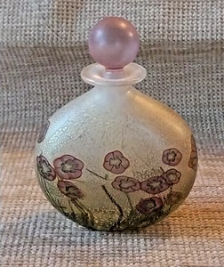 Isle Of Wight Iridescent Art Glass Scent Bottle Wild Roses Flowers Rare - Picture 1 of 8