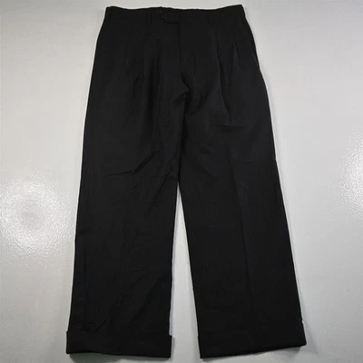 Calça masculina Jos A Bank 32x30 preta espinha de peixe 100% lã plissada algemada corte completo - Imagem 1 de 4