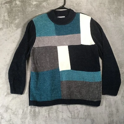 Vtg Alfred Dunner Womens Pullover Long Sleeve Sweater Blue Gray Checks Size 1X - Image 1 of 4