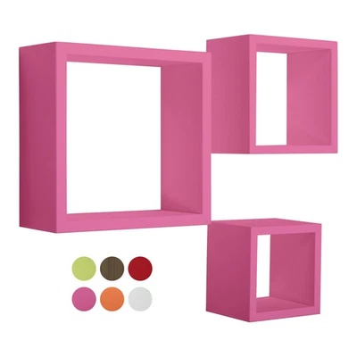 MENSOLE A CUBO DA PARETE SET DI 3 PZ COMPONIBILE VARI COLORI MOD. RUBIC - Immagine 1 di 4