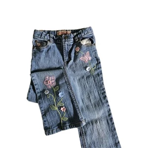 Paris Blues Size 6x Medium Wash Jeans With Butterflies And Flowers, Flared Leg - Picture 1 of 16