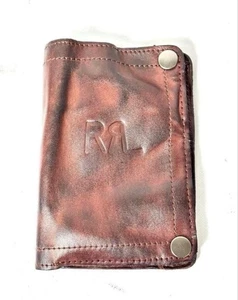 RRL RALPH LAUREN UNISEX braune Leder-Geldbörse mit Doppelfaltung GRÖSSE 9,5 x 13,5 cm NEU - Bild 1 von 7