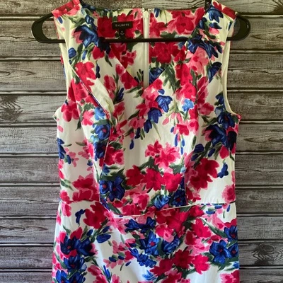 Vestido para mujer Talbots sin mangas talla 6 blanco floral cremallera trasera hasta la rodilla nuevo con etiquetas Foto 1 de 4