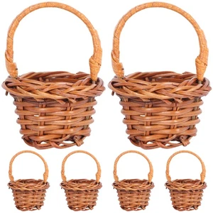 Mini cestas artesanales de decoración de boda para bebé cesta de compras de ratán 6 piezas - Imagen 1 de 12