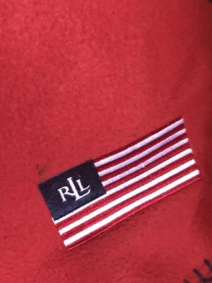 Ralph Lauren Throw Blanket Red 48x68" Fleece Plush American Flag NWOT  - Image 1 of 4