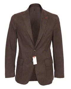 NWT ISAIA NAPOLI SPORT COAT jacket brown stretch cotton wool luxury Italy 50 - Picture 1 of 6