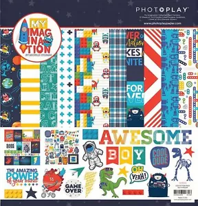 PHOTO PLAY "MY IMAGINATION" 12X12 PAPER BOYS TOYS LEGOS SCRAPJACK'S Pl - Picture 1 of 1