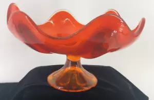 Viking Swung Art Glass Orange Compote Dish Candy - Picture 1 of 6