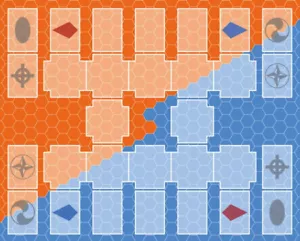 Alfombra de Juego 2 Jugadores Regla Maestra 4 Zonas de Enlace Rojo y Azul Duelo TCG CCG Mat - Imagen 1 de 6
