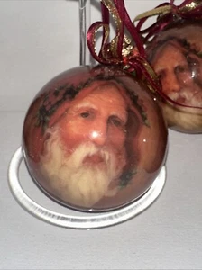 Santa Claus Decoupage Vintage Ornament 3" Ball Set Of 6 - Picture 1 of 4