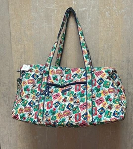 Bolso de Lona de Viaje Grande Vera Bradley Estampillas Cubanas Cremallera Asas Bolsillos - Imagen 1 de 8