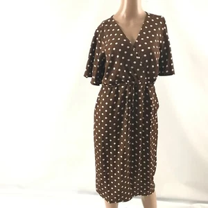 Angel Maternity Women’s Dress Size S Brown Polka Dot Dolman Sleeve Midi New - Picture 1 of 5