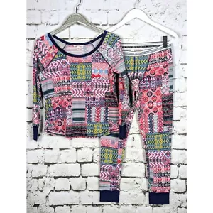 VICTORIA'S SECRET Fireside Thermal Fair Isle Patchwork Pajamas Lounge Medium - Picture 1 of 8