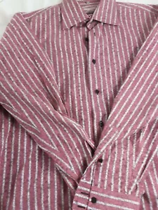 Camisa de diseñador Visconti Uomo para hombre floral rosa a rayas con botones delanteros talla grande - Imagen 1 de 8