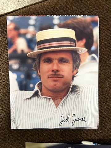 Ted Turner signed 8x10 photo Atlanta Bravers CNN TBS autographed 3 Cover