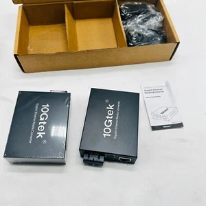 A Pair of Gigabit Fiber to Ethernet Media Converter SC Fiber SMF up to 20KM - Picture 1 of 5