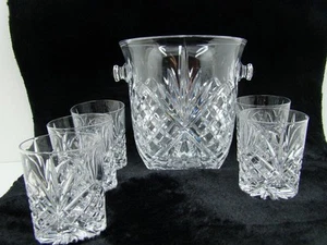 Dublin Godinger Crystal Ice Bucket and Double Old Fashion Glasses - Picture 1 of 10