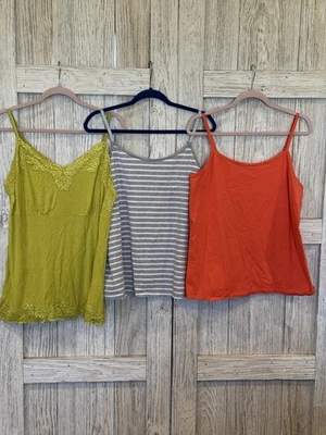 Camiseta sin mangas cami con ribete de encaje LANE BRYANT para mujer talla 14/16 naranja gris verde Y2K Fairy Foto 1 de 4