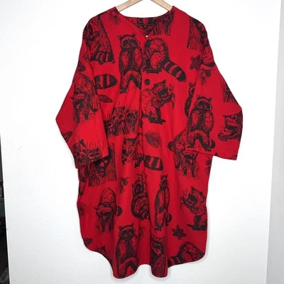 Camisón mapache franela Michigan Rag Co vintage años 90 talla L/XL rojo cabaña Foto 1 de 4
