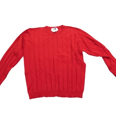 Suéter de punto Pronto Moda para hombre cuello redondo rojo lana merino talla L Foto 1 de 4