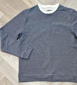 Oliver Spencer Navy / Cream Striped Sweatshirt, Large, Cotton, VGC, Mens - Picture 1 of 12