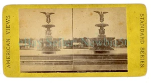 New York City NYC - BETHESDA FOUNTAIN IN CENTRAL PARK - c1870s Stereoview - Picture 1 of 2