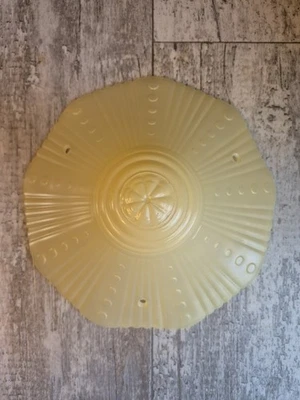 Antique Art Deco 3 Hole Chain Ceiling Light Fixture 11" Yellow Glass Shade 4" - Image 1 of 4