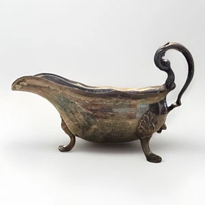 Antiguo barco de salsa enchapado en plata deslustrado - Imagen 1 de 6