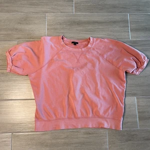J. Crew Woman’s Short Sleeve Terry Cotton Oversized Sweatshirt | Pink | XL - Picture 1 of 7