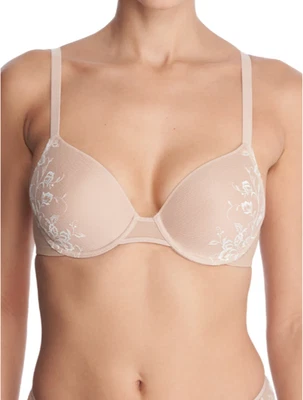 Sujetador con aros NATORI Flawless Contour para mujer 30DD café/marfil bordado floral Foto 1 de 4