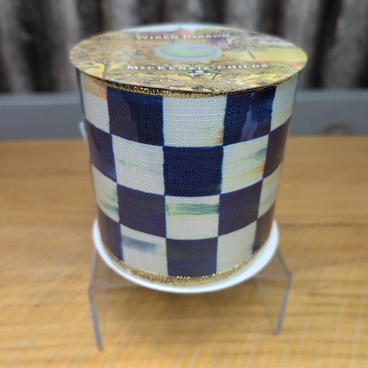 Santa Heads Buffalo Check Ribbon With Wired Edge - 2.5 Inch X 10 Yards Lime Green Christmas Decoration