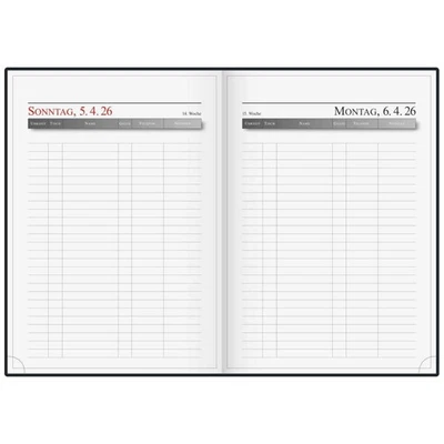 BRUNNEN RIDO IDE Buchkalender Reservierungsbuch A4 Balacron 1T = 1S 2026 schwarz