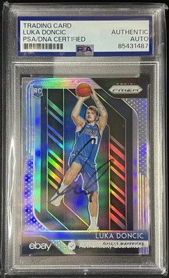 2018 Panini Prizm Luka Doncic Silver Prizm Rookie RC PSA ADN en tarjeta autógrafa Foto 1 de 2
