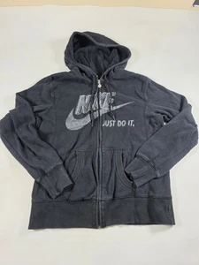 Vintage Nike Hoodie Youth Size Large (12-14) Black Girls Full Zip Long Sleeve - Picture 1 of 4