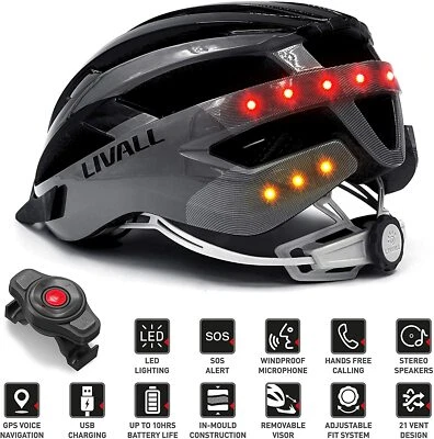 Livall MT1 Neo Fahrradhelm E-Bike Musik Rücklicht Blinker Navi Anruffunktion SOS - Bild 1 von 4