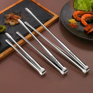 Stainless Steel Grill Tongs BBQ Kitchen Tongs Baking Bread Cooking Serving Tools - Picture 1 of 15