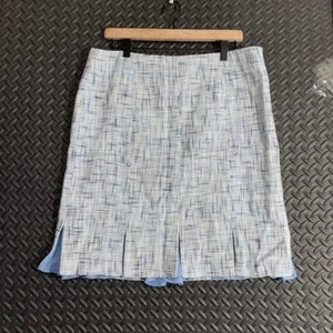 Falda midi Liz azul claro tweed informal oficina preppy cómoda para mujer talla 14 - Imagen 1 de 7