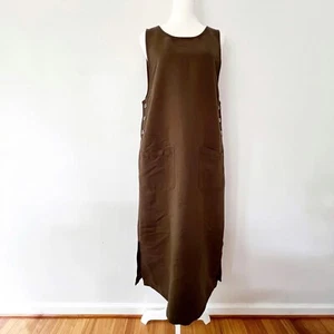 Maxi abito smanicato vintage anni 90 boxy neutro minimalista donna grunge bosco - Foto 1 di 6