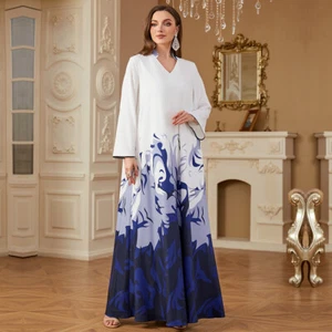 Dubai Kaftan Abend Damen langes Kleid Abaya muslimisches Gewand bescheiden islamisches Kleid arabisch - Bild 1 von 12