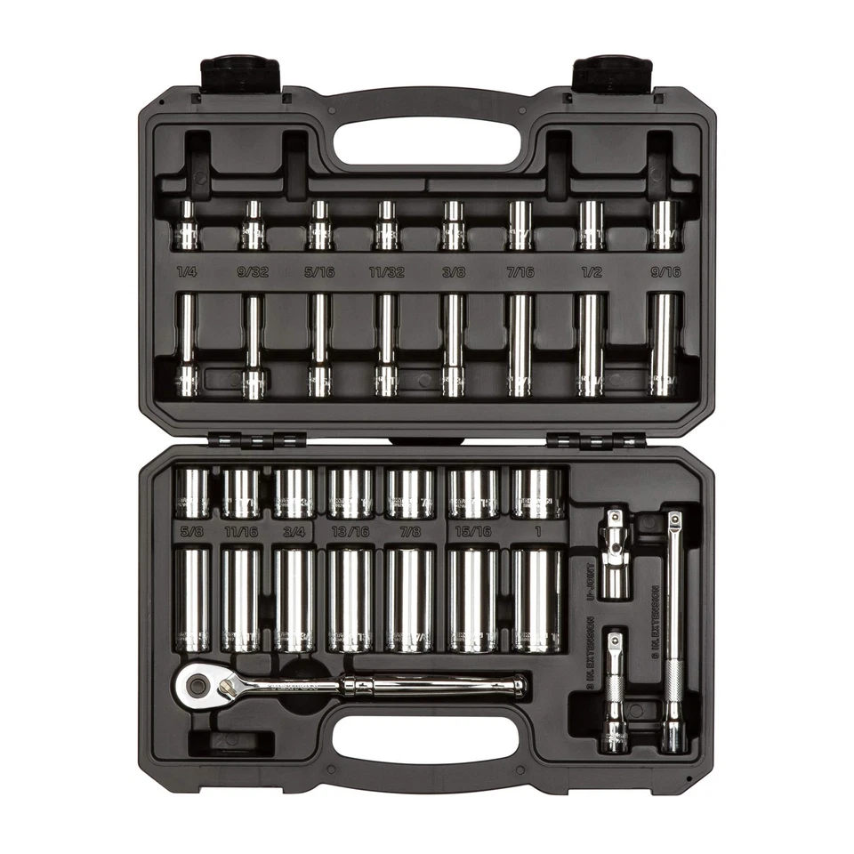 TEKTON 3/8 Inch Drive 6-Point Socket and Ratchet Set 35-Piece 1/4-1 in. | SKT...