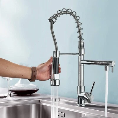 Modern Kitchen Mixer Taps Pull Out Spray head Dual Spout Monobloc Single Lever - Image 1 of 4