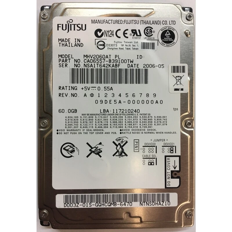 MHV2060AT - Fujitsu 60GB 4200 RPM IDE 2.5" HDD - Image 1 of 1