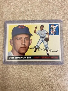 1955 Topps #74, BOB BORKOWSKI of the CINCINNATI REDLEGS VG OR BETTER CONDITION