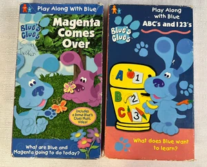 2 Nick Jr Blue’s Clues VHS Tapes ABC’s & 123’s & Magenta Comes Over Nickelodeon - Imagen 1 de 6