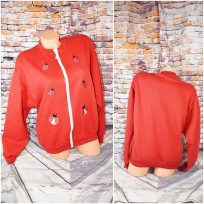 Sudadera Jerzees Mediana Lentejuelas Años 80 90 Apres Estilo Esquí Ladybug Foto 1 de 4