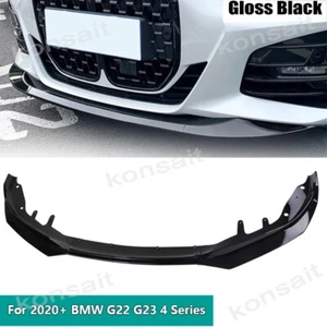 For BMW 20~24 G22 G23 430i M440i Gloss Black Front Lip Splitter Spoiler - Picture 1 of 15