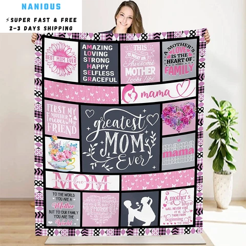 NVDOXSA Mom Blanket Gift, Mother Gift to My Mom, 50x60inches, #Mom Cover
