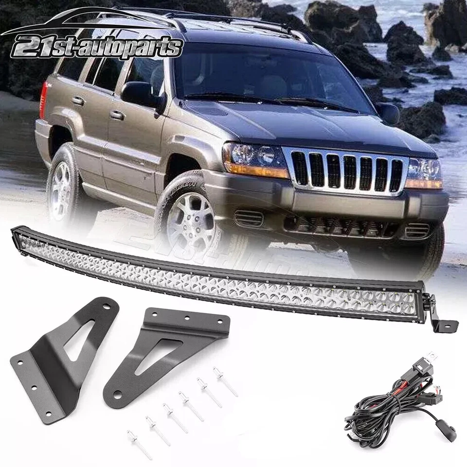 Kit de cables soportes de barra de luz LED de 52" para parabrisas superior para Jeep Grand Cherokee WJ Foto 1 de 1