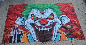 43x72" Halloween Clown Flag Scary Carnival Backdrop Halloween Creepy Banner Red - Picture 1 of 5