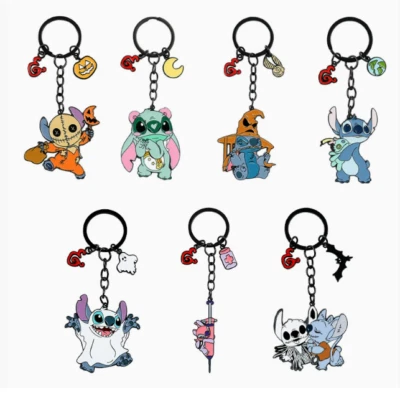 Lot 10 pcs Cartoon Stitch Metal Enamel Pendant Keychain Jewelry Accessories DIY - Image 1 of 4